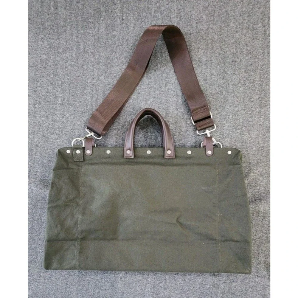 Line of Trade Men's Weekender Bag Green Canvas Leather Trim No. 0312 Travel